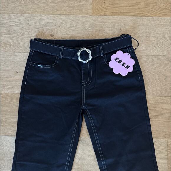 F.B.S.H Paris Pants Flower Buckle Flare Size 12 Black - Picture 2 of 5